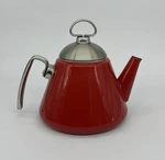 Chantal Red Enamel Tea Kettle Blue Inside Cone Shape Vintage Modern Used. Price: $34.95.