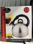 Culinary Edge Stainless Steel 2.5 Qt Whistling Tea Kettle Silver/black Handle Open. Price: $34.99.