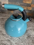 Circulon 2 Quart Whistling Tea Kettle Pot Light Blue Enamel Steel Excellent Open. Price: $23.95.