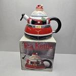 Roscho 3 Qt Santa Claus Porcelain Enamel On Steel Whistling Tea Kettle Christmas Used. Price: $29.99.