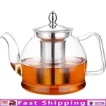 Handcrafted Borosilicate Glass Teapot W/ Stainless Steel Infuser Microwave Safe New. Price: $33.34.