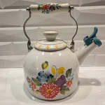 Pioneer Woman Whistling Tea Kettle 2 Quart Blooming Bouquet Enamel Steel Used. Price: $26.99.