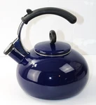 Vtg Blue Cobalt Circulon Enamel Steel 2-QT Whistling Tea Kettle Flip Up Spout Used. Price: $35.98.