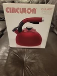 New Box Circulon Whistling Stove Top Kettle 2 Qt Coffee Tea Pot Red 8 Cups. Price: $49.95.