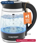Chefman Electric Kettle, 1.8L 1500W, Hot Water Boiler, Removable Lid For Easy Cl New. Price: $38.14.