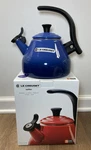 "cobalt" Creuset 1.6 Qt Enamel-on-steel Whistling Chrysenth Tea Kettle Nwt New. Price: $170.99.