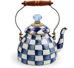 Mackenzie Childs 2 Quart Enamel Tea Kettle,royal Check New. Price: $105.00.