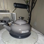 Creuset Enamel Steel Stove Top Tea Kettle Gray Whistling Spout Handle New. Price: $129.00.