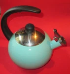 Used Farberware Luna Whistling Stovetop 2.5QT Kettle Pot Aqua Teal Vintage. Price: $19.00.