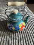 The Pioneer Woman Tea Pot Dazzling Dahlias Enamel Steel 2 Quart Kettle Blue Used. Price: $20.85.