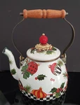 Mackenzie Childs Kettle Teapot Deck The Halls 2 Qt, New In Box Unused Gift!. Price: $165.00.