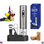 Deluxe 5-IN-1 Electric Wine Opener Set With Corkscrew, Foil Cutter, Pourer, New. Price: $39.99.