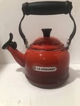 Brand New Creuset Enameled Steel 1.25 Qt. 1.1 L. Color Cerise Tea Kettle. Price: $79.99.