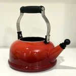 Creuset Enamel On Steel 1.7 Quart Whistling Tea Kettle, Flame Red/orange Used. Price: $29.00.