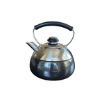 Copco Whistling Tea Kettle Stainless Steel Black Enamel Stovetop Pot Silver Used. Price: $26.00.