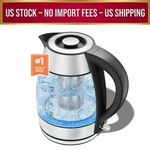 Chefman Fast Boiling 1.8L Electric Glass Kettle, Removable Tea Infuser,led Light New. Price: $29.99.