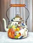 Mackenzie-childs White Flower Market Tea Kettle 2 Qt. New No Box Open. Price: $140.00.