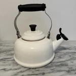 Vintage Creuset Whistling Tea Kettle White 1.7 - Enamel/steel Used. Price: $29.90.