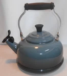 Creuset Whistling Demi Tea Kettle Pot Blue 1.7 Quarts Nice Used. Price: $34.99.