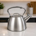 All-clad 2 QT/1.9L Stainless Steel Whistling Tea Kettle Silver Stovetop Pot Used. Price: $54.99.