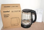 Comfee' Electric Kettle Glass Carafe 1500W Fast Boil 1.7 Liter Swivel Base Nib New. Price: $24.99.
