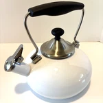 Chantal White Enamel Kettle Whistling Teapot Stainless Handle Modern Kitchen Used. Price: $34.95.