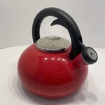 Sur La Table Retro Red Tea Kettle 2 Quarts 1.9 Liters Missing Lid Knob Used. Price: $10.00.