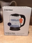 Chefman 1.7 Liter Electric Kettle With Easy Fill Lid Cordless - New In Box. Price: $30.00.