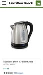 Hamilton Beach 40880G 1.7L Electric Kettle Stainless Steel Used. Price: $15.00.