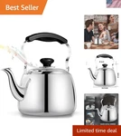 Stainless Steel Tea Kettle 2L Whistling Stovetop Food Grade Modern Durable New. Price: $42.46.