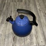 "cobalt" Creuset 1.6 Qt Enamel-on-steel Whistling Chrysenth Tea Kettle Euc Used. Price: $75.00.