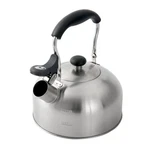 Mainstays 1.8-LITER Whistle Tea Kettle, Induction Compatible, Stainless Steel, New. Price: $22.99.