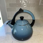 Creuset Oolong Whistling Tea Kettle Blue Enamel Steel 1.6 Qt Used. Price: $65.00.