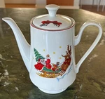 Vtg The Cellar Santa Sleigh Christmas Porcelain Teapot Coffee Server Macy's Nice Used. Price: $19.50.