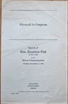Hamilton Stuyvesant Fish 1944 Farewell Congress - Us Gov Printing Office Ny Unspecified. Price: $12.99.