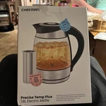 Chefman 1.8L Digital Precision Electric Kettle With Tea Infuser Open. Price: $30.00.