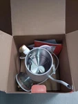 Beautiful 1-LITER Electric Gooseneck Kettle 1200 White Icing By Drew Used. Price: $23.75.