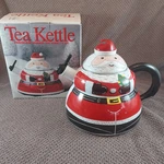 Vintage Enamel Roshco Santa Claus 3 Quart Whistling Tea Pot Kettle With Box Used. Price: $25.00.