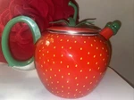 Copco Strawberry Enamel Metal Harmony Whistling Tea Kettle Pot 2.5 Qt 1994 Used. Price: $175.00.
