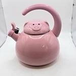 Supreme Novelty Enamel 1.2 Quart Stovetop Whistling Tea Kettle Pink Piggy Used. Price: $55.95.