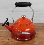Creuset Enameled Steel 1.7 Quart Classic Whistling Kettle, Cerise Red - New. Price: $109.95.
