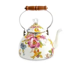 Mackenzie-childs White Flower Market 3-QT. Tea Kettle With Small Damage Used. Price: $97.50.