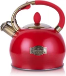 Susteas 2.64 Qt Whistling Kettle Stainless Steel Red Stovetop Induction New. Price: $61.25.
