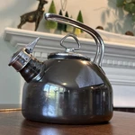 Chantal Onyx Enamel Whistling Tea Kettle Stainless Handle Lid Modern 1.8 - 2 Qt Used. Price: $49.99.
