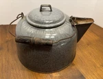 Gray Granite Ware Hot Water Kettle. Vintage And Collectible. Used. Price: $29.25.