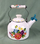 The Pioneer Woman Blooming Bouquet Whistling Tea Kettle White 2 Quart Used. Price: $24.99.