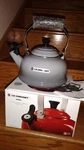 Creuset Enamel On Steel Demi Tea Kettle, 1.7-QUART, Misty Gray New. Price: $139.00.