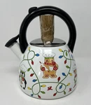 Temp-tations Seasonal 2.6-QT Enamel Steel Tea Kettle Merry Chefs Christmas New. Price: $29.99.