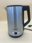 Farberware 1.7 Liter Electric Kettle, Double Wall Stainless Steel And Black. Used. Price: $22.99.