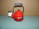 Creuset Enameled Steel 1.25 Quart Demi Kettle Cerise New. Price: $79.95.